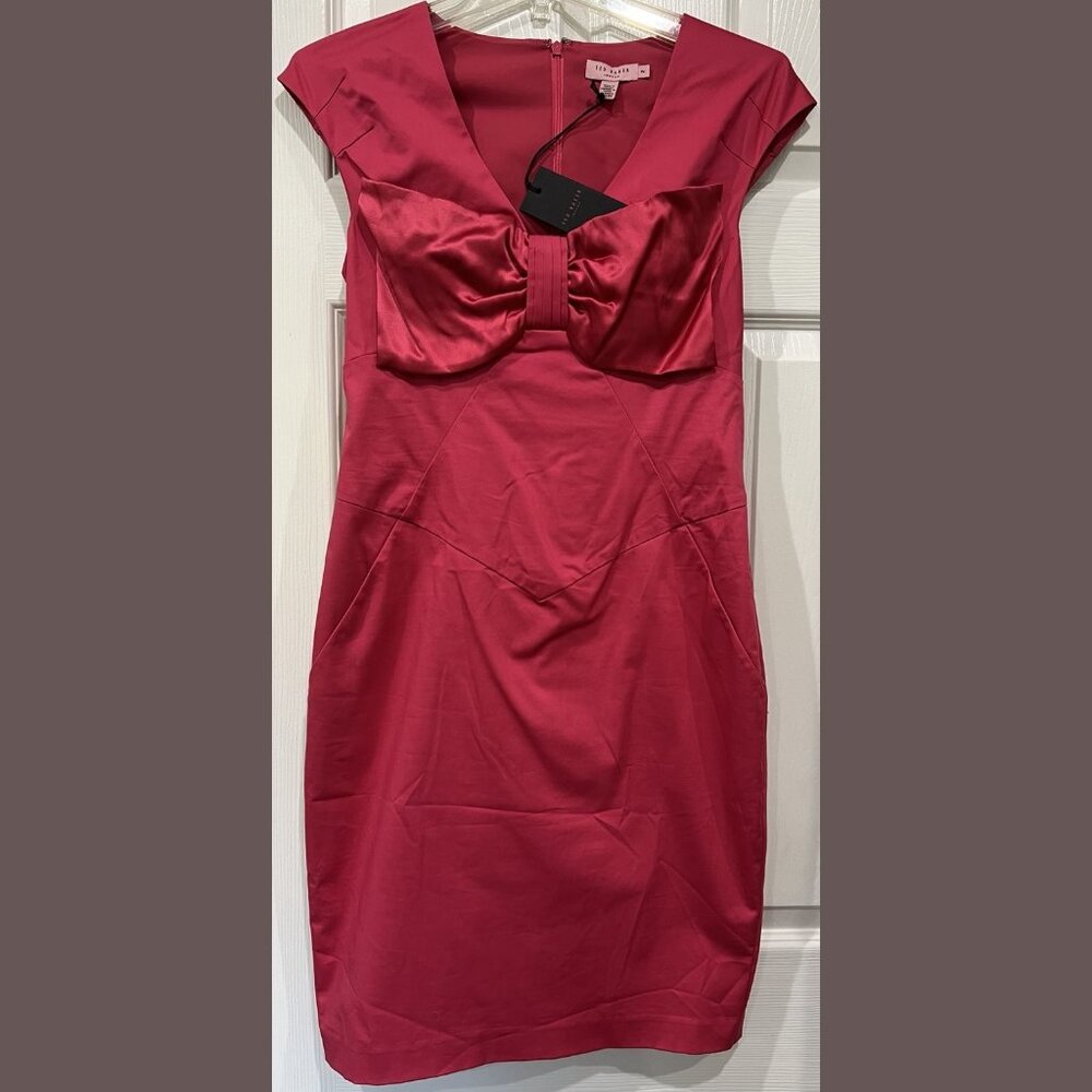 $225 NWT TED BAKER LONDON NICCI SS BOW FRONT DRESS